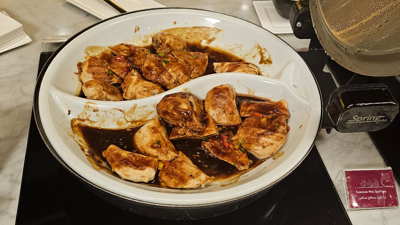 Hot dish in the Qatar Platinum Gold Lounge Doha