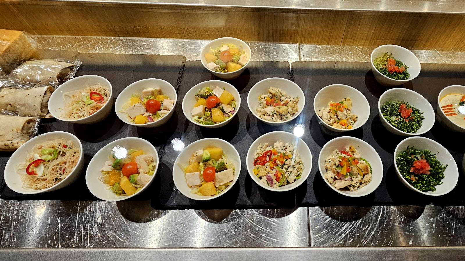 Food in the Qatar Platinum Gold Lounge Doha