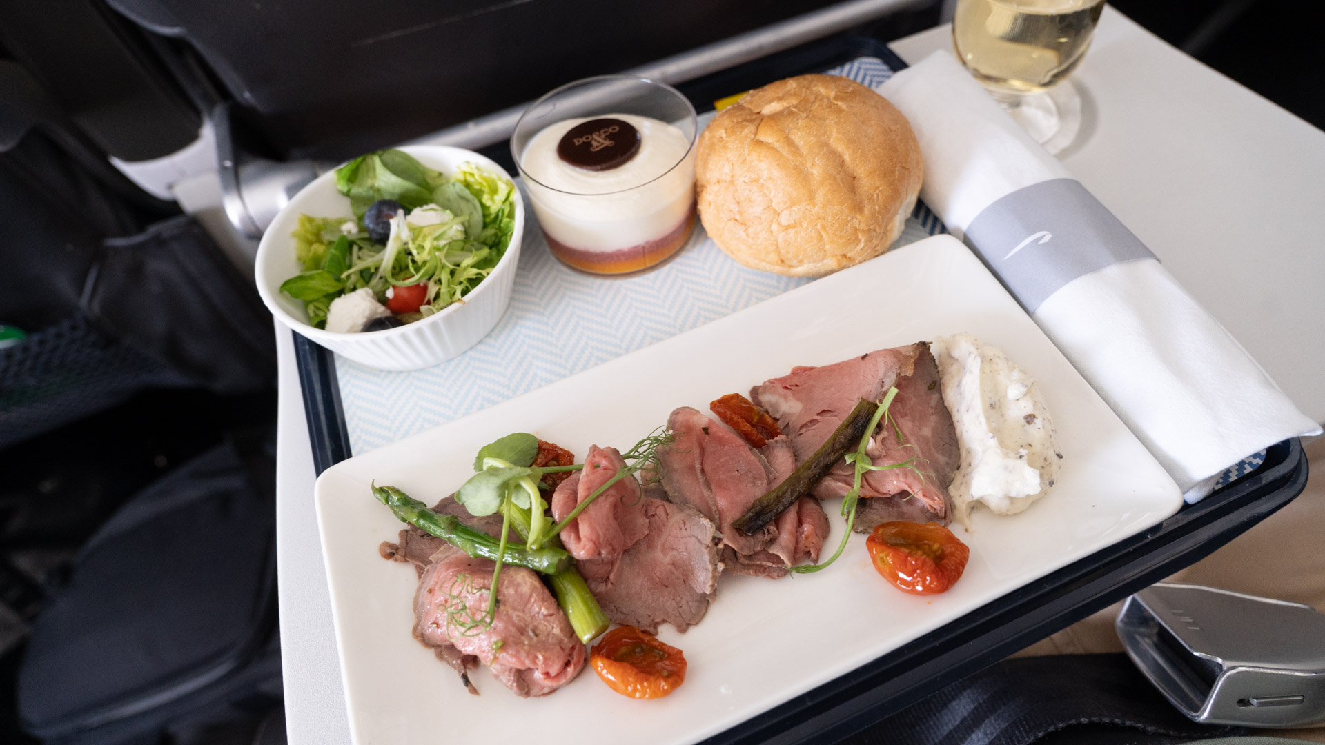 British Airways Airbus A320 Club Europe Business Class beef salad