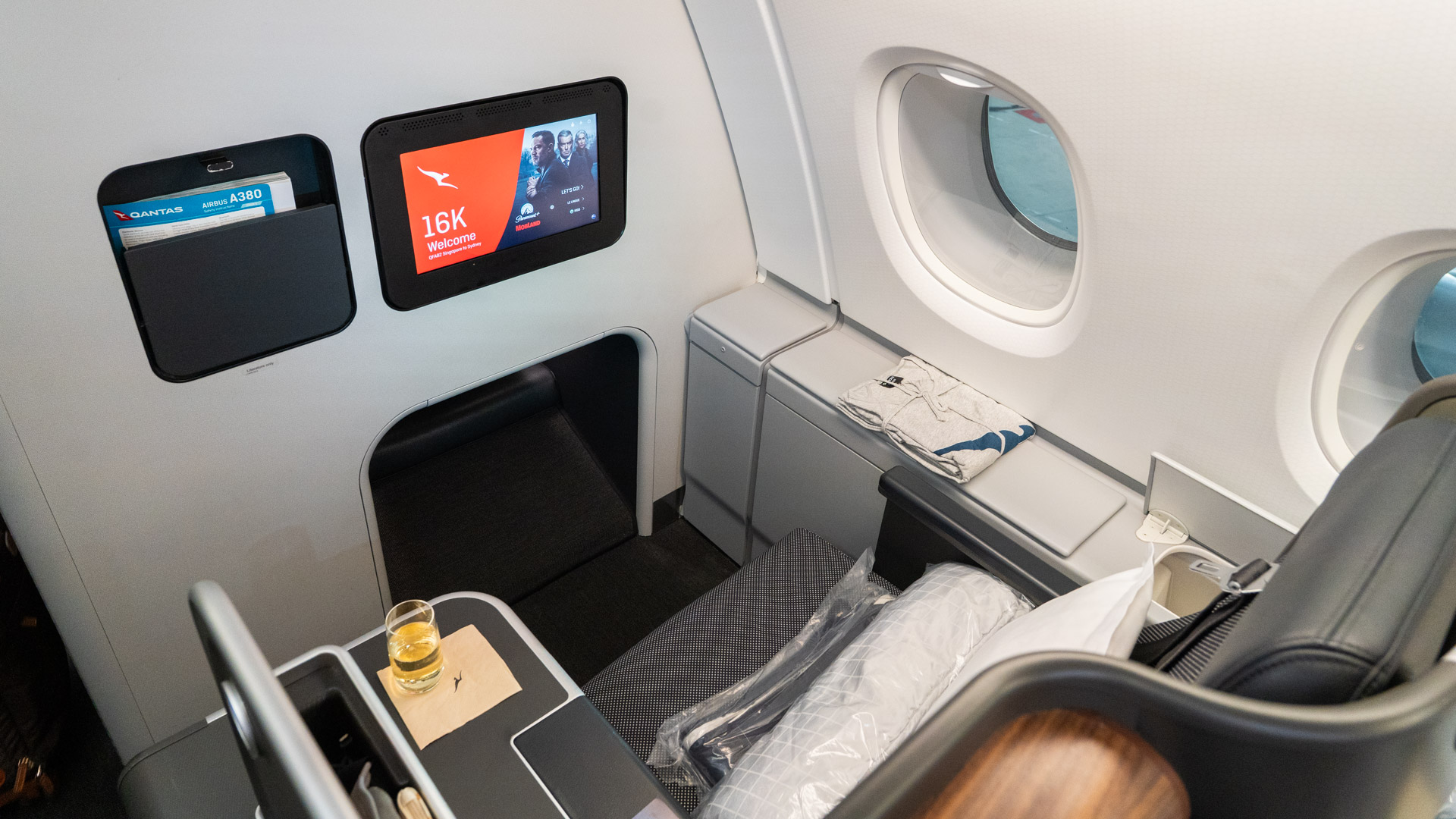 Qantas Airbus A380 Business Class bulkhead seat