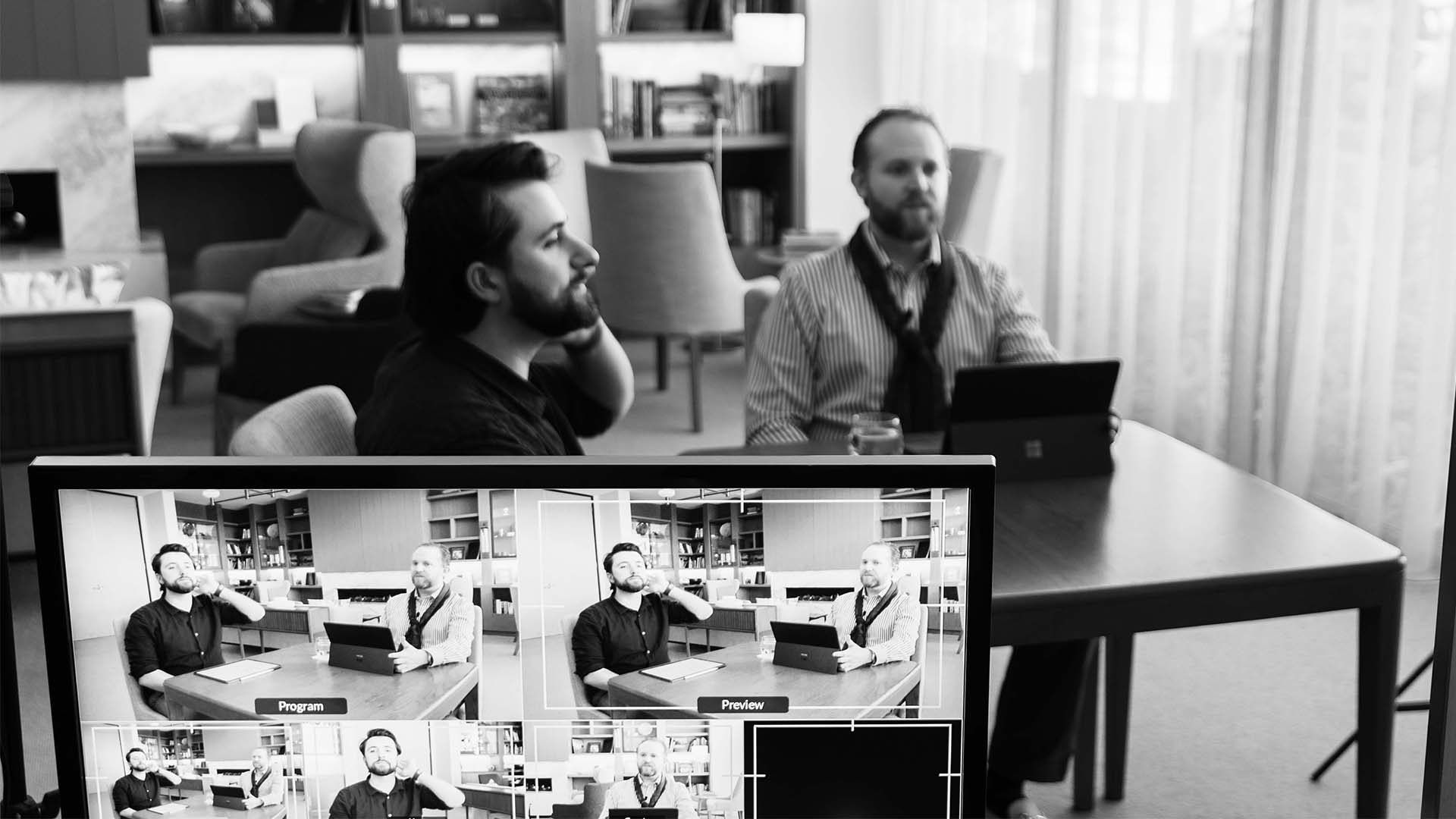 Tobias Venus and Chris Chamberlin recording episode two of the Point Hacks Podcast.