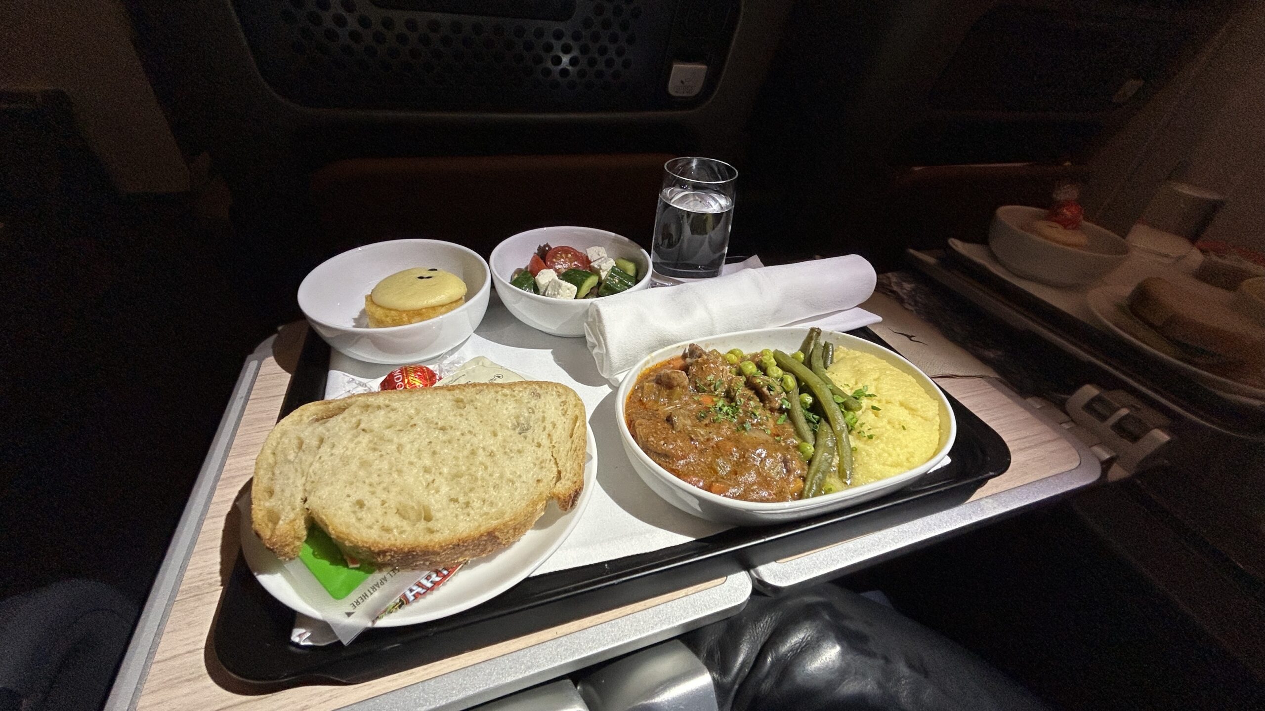 Lamb Potato Vegetables Qantas Premium Economy Point Hacks by Daniel Sciberras