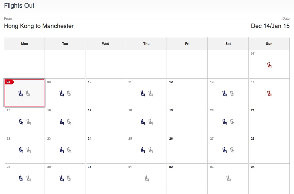 Cathay Manchester Availability