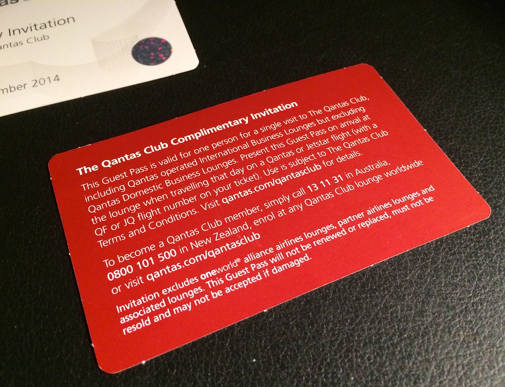 1 Qantas Club Lounge Pass Terms