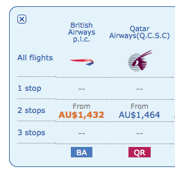 BA and Qatar Pricing