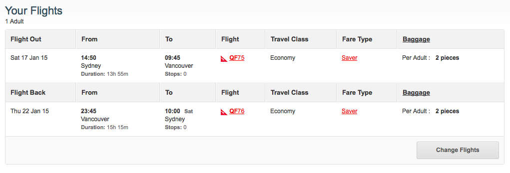 Qantas Vancouver cheapest dates