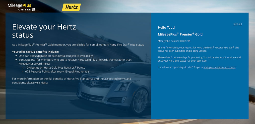 MileagePlus United Hertz