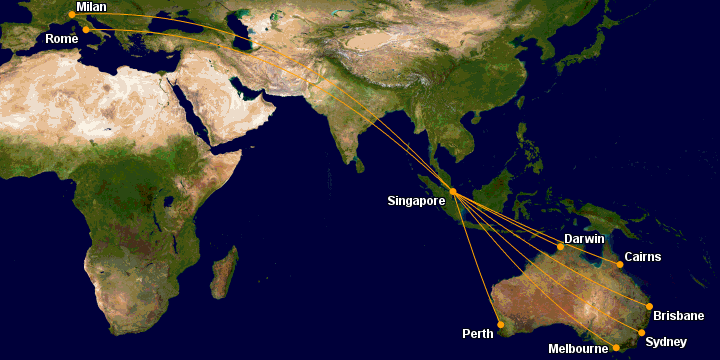 Singapore Airlines Australia to Italy