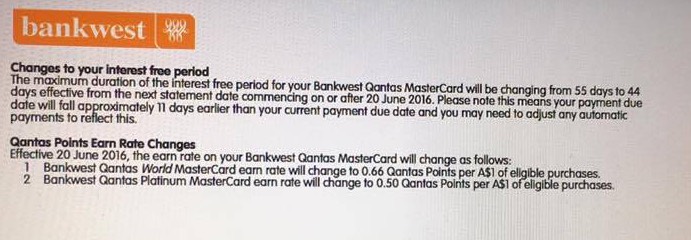 Bankwest Qantas changes statement