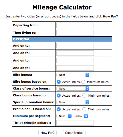 WebFlyer Mileage Calc