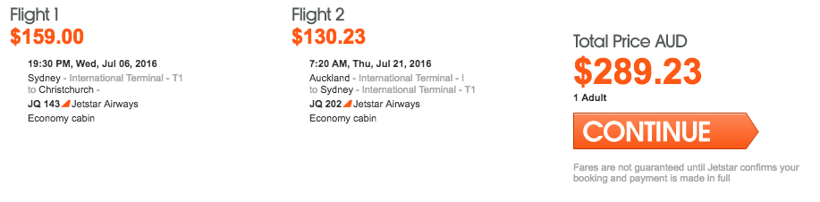 Jetstar NZ Sale Multicity