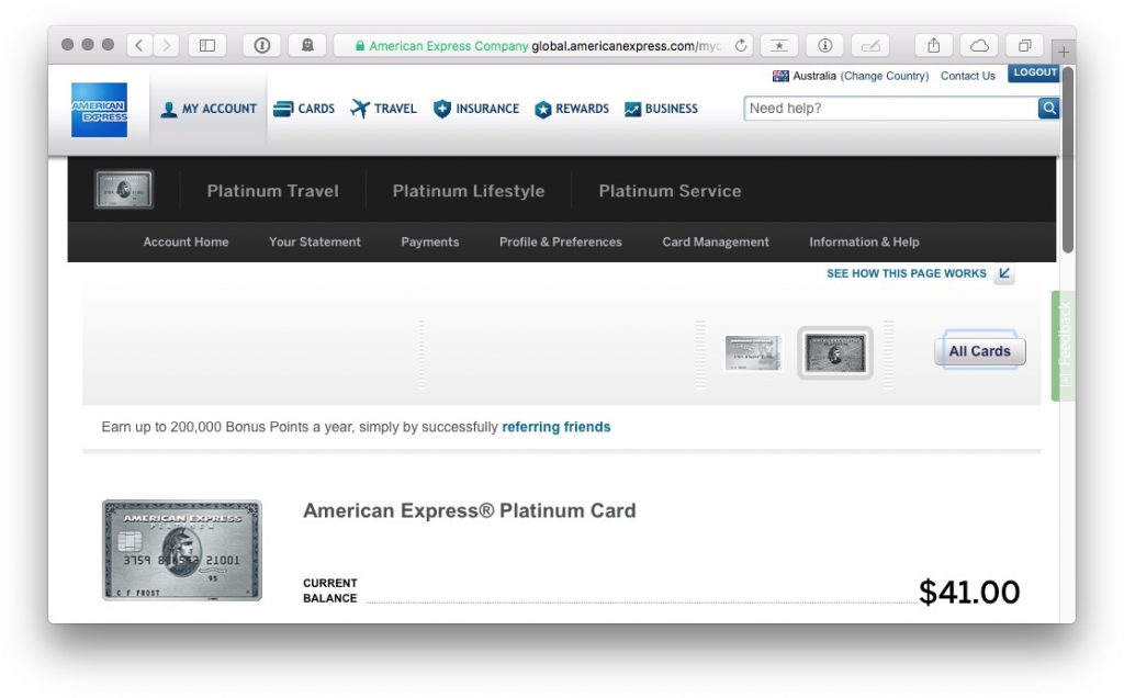 Amex Platinum Charge logged in | Point Hacks