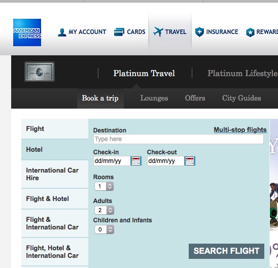 Amex Travel Search Input | Point Hacks