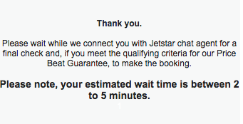 Jetstar Price Beat Guarantee wait time 2