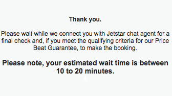 Jetstar Price Beat Guarantee wait time